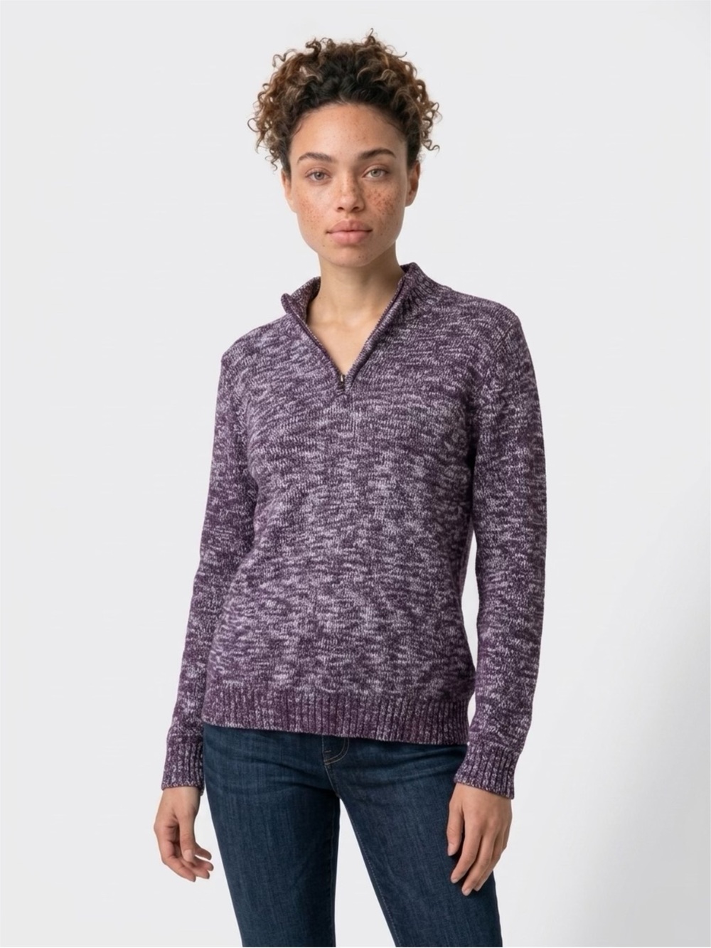 croft & barrow Marled Purple Half-Zip Mock Sweater